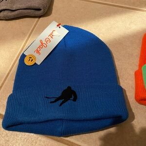 Blue Kids Beanie with hockey Design hat